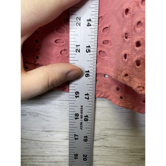 Express Skirt Womens 2 Pink Eyelet Ruffle Tiered Lined Mini Summer Boho Cotton - Picture 4 of 10